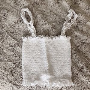 White Ruffle Tank Crop Top